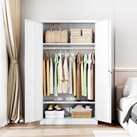 Armoire en acier ventilée, penderie métallique avec étagères personnalisables, meuble de rangement autoportant pour chambre à coucher