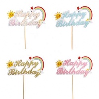 Nouveaux arrivages : Décoration de gâteau Toper pour fête d'anniversaire, décorations de gâteau, topper de gâteau arc-en-ciel avec étoile et soleil