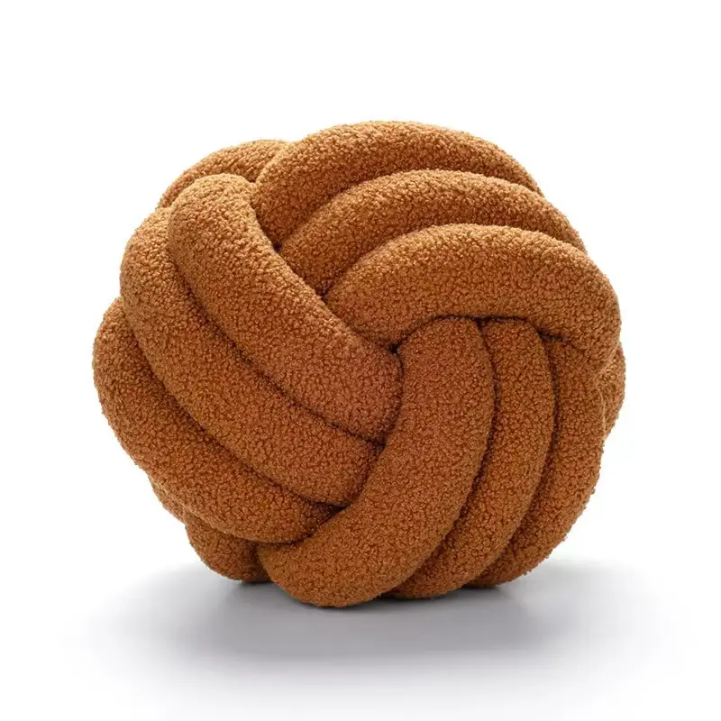 URN Best Quality Flocky 2 Tube Boucle sherpa Knot Ball Decorative Sofa Cushion Home Decor Knot Cushion Pillow