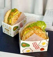 Boîte d'emballage pour sandwich, boîte d'emballage pour toast épais aux œufs pour le petit-déjeuner, plateau en papier pour pâtisserie occidentale coréenne