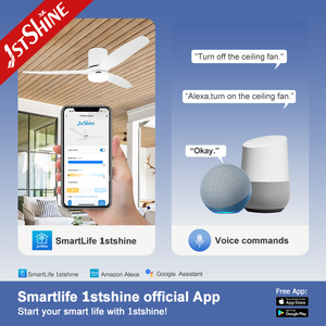 1stshine LED ventilatore da soffitto moda bianco lama in legno telecomando 6 velocità a filo montato ventilatore da soffitto con luce a LED - Product Image 6