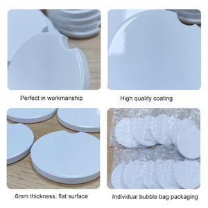 Sous-verre en céramique de tasse de voiture vierge de sublimation de Topjlh avec la conception de logo personnalisé sous-verre de voiture en céramique blanche - Product Image 3