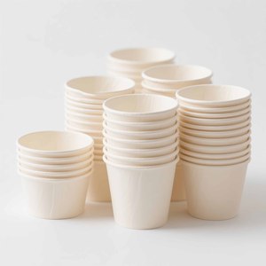 Beige Eco-Friendly Disposable Single Wall Paper Cups for Home & Restaurant Use with Embossing Printing Handling