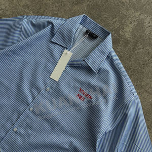 Custom Summer <strong>Shirting</strong> Fabric Striped Shirt Short Sleeve <strong>Button</strong> up Hommes Camiseta Cropped Boxy Casual Men's T Shirt - Product Image 5