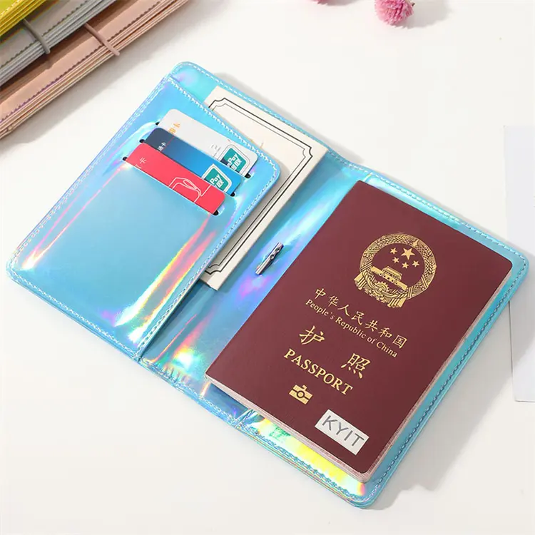 2024 चकाचौंध रंग टिकट कवर पासपोर्ट धारक कवर कार्ड धारक इलास्टिक बैंड के साथ आईडी कार्ड वॉलेट