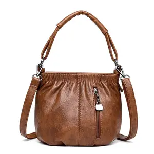 2024 New PU Leather Woman Black White Brown Bags New Pattern Leather Woman Handbag Little Ornaments Shoulder Bag For Woman