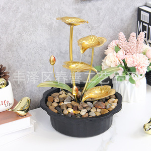 Fuente de agua Feng Shui con diseño de planta metálica, decoración interior para sala de estar, escritorio, oficina, regalo. - Product Image 4