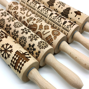 Mới được thiết kế nhà bếp cán <span class=keywords><strong>Pin</strong></span> cho Baking giáng sinh Cookie dập nổi bằng gỗ Cán công cụ với Pastry Board mô hình - Product Image 2