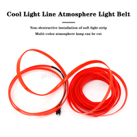 Bande LED auto 5m pour intérieur de voiture, lampe d'ambiance EL à lumière froide avec USB, bande néon décorative DIY pour intérieur de voiture