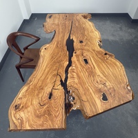 Table de salle à manger moderne en bois massif avec bordure naturelle et revêtement en époxy, table de rivière personnalisée, grande table de salle à manger, cuisine/salon (olivier italien)
