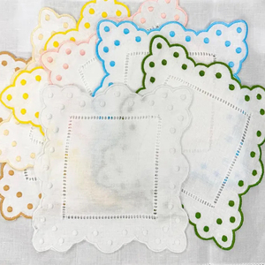 Thụy Sĩ khâu lanh với chấm xù Cocktail Khăn ăn thêu khăn ăn brodée khăn ăn trắng hình trái tim placemats - Product Image 2