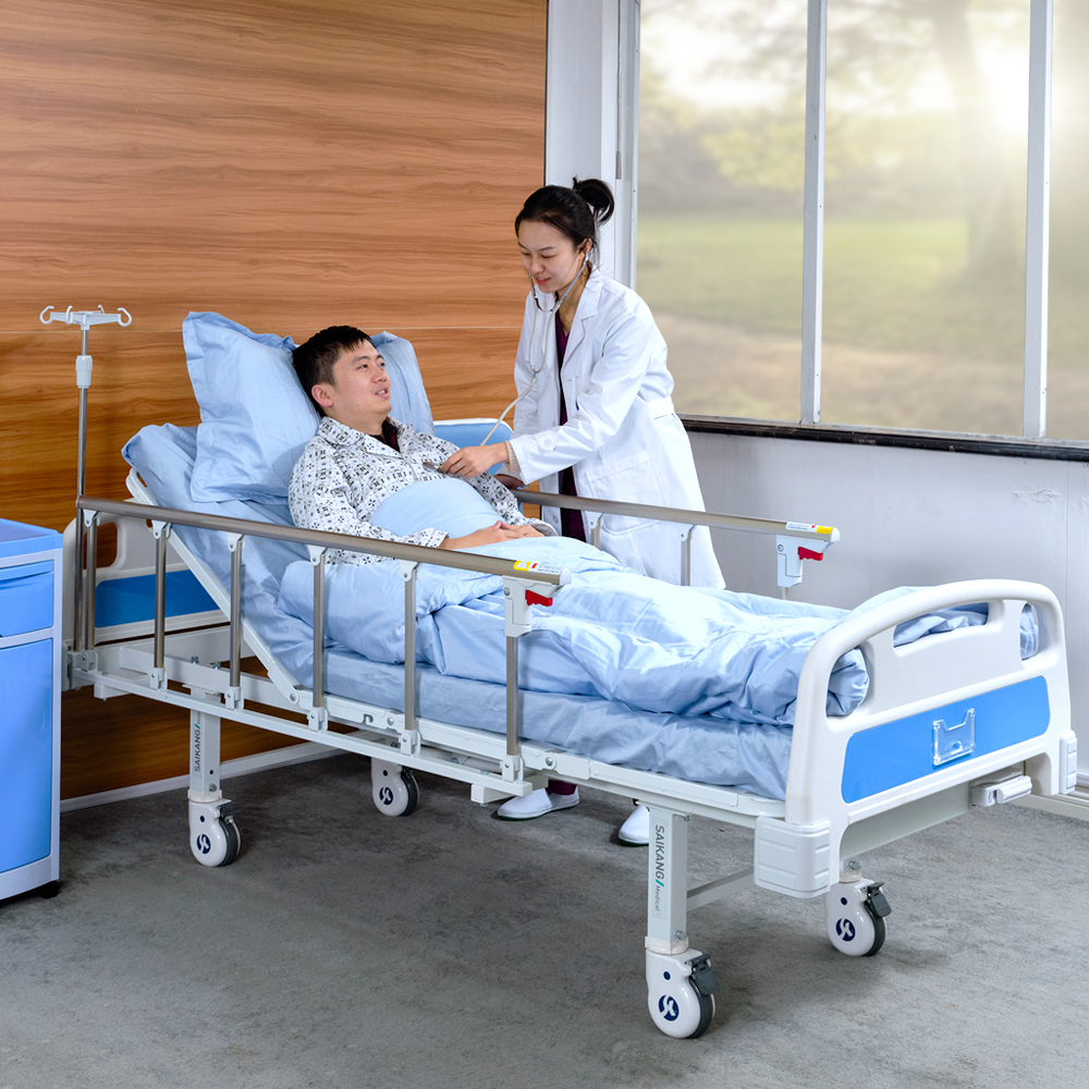 SAIKANG-Medical Manual Hospital Bed, Single Function Adjustable Bed, Stainless Steel, Medical Furniture Price, A1K