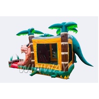 Château Gonflable Dinosaure Jungle Combo Aire de Jeux Préhistorique Juping avec Design Géant T-Rex à Vendre