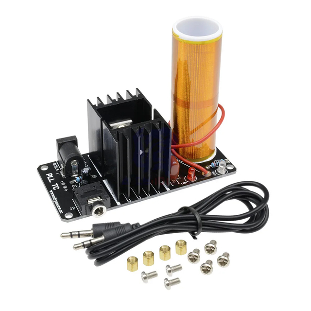 Mini Tesla Coil Plasma Speaker Stereo Module 15W DC 15 -24V with AUX Cable