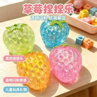 Jouet Squishy Fraise Luminescent à la Maltose avec Paillettes, à Remontée Lente, Mignon, Anti-Stress et de Décompression