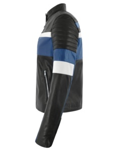 Custom 100% Genuine Black Blue Nappa Leather <b>Women</b>’s Varsity <b>Jacket</b> Contrast Panels YKK Zipper Private Label OEM/ODM Varsity - Product Image 2