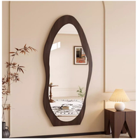 Miroir mural pleine longueur en bois de noyer moderne, style galet, pour chambre à coucher, appartement, Japandi, vente en gros