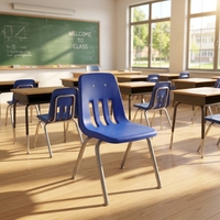 Chaise d'école empilable pour étudiants en plastique avec pieds en tube d'acier, mobilier scolaire pour salle de classe