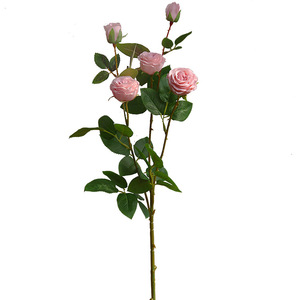 ช่อดอกไม้ประดิษฐ์ยี่ห้อ Yihua รุ่น Milan Rose สีชมพู พร้อมแจกันตกแต่งห้องนั่งเล่น - Product Image 5