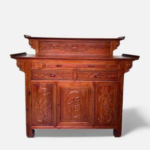 Gabinete de Adoración de Dos Niveles de Madera Huong, Mai Truc, para Decoración de Santuario Budista - Color Marrón Rojizo - Product Image 1