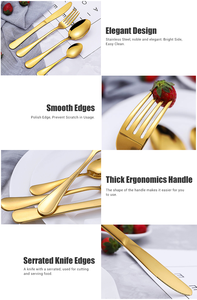 Fábrica al por mayor 24 piezas <span class=keywords><strong>de</strong></span> cubiertos <span class=keywords><strong>de</strong></span> <span class=keywords><strong>acero</strong></span> <span class=keywords><strong>inoxidable</strong></span> dorado incluye cuchillo tenedor cuchara cubiertos para Servicio <span class=keywords><strong>de</strong></span> cubiertos <span class=keywords><strong>de</strong></span> fiesta 6 - Product Image 3
