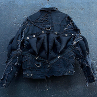 Veste en jean ample pour homme, personnalisée, délavée à l'acide, patchwork, respirante, écologique, OEM ODM, streetwear épais pour l'hiver