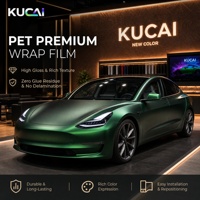KUCAI Vinyl Wrap Metalik Matte Baru PET Vinyl Wrap Hijau Roll Film Vinyl Mobil 1.52*17m/roll