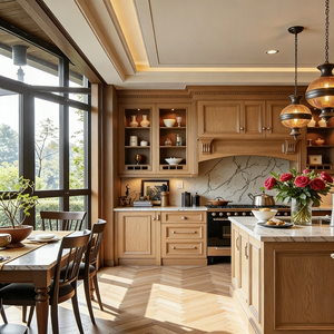 BALOM מותאם אישית 2025 ארון מטבח אמריקאי יוקרתי מעץ מלא סִגְנוֹן ארון מטבח מודולרי יוקרתי בהתאמה אישית לבן - Product Image 3