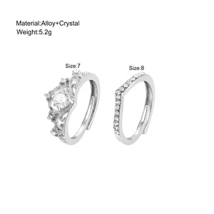 Set di Anelli da Sposa Principessa 2026 di Tendenza, Stile Coppia, Regalo alla Moda, Anello Regolabile, <span class=keywords><strong>Gioielli</strong></span> di Tendenza, Regalo per Ragazze e Donne - Product Image 3