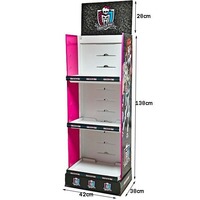 Support de présentoir de sol en carton PVC pliable personnalisé imprimé UV certifié CE pour point de vente, 2 étagères pour la vente au détail