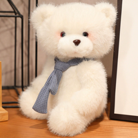 Ours en peluche à col croqué - Peluche super douce avec doublure en maille - Cadeau d'anniversaire - Compagnon anti-stress