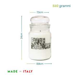 Fiori Bianchi Scented Glass Jar <b>Candles</b> 510g <b>Large</b> Jasmine Fragrance Home Decor - Product Image 2