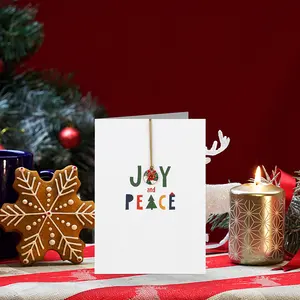 Pendentif guirlande de Noël élégant et simple impression personnalisée cartes de voeux joyeux Noël faites à la main avec enveloppes