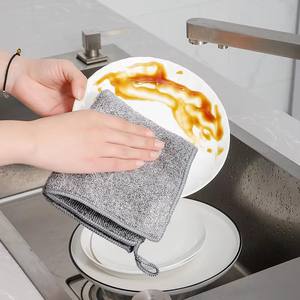 Paño de Limpieza de Bambú para Cocina, Toalla Absorbente para Lavar Platos, Paño de Limpieza Gris-Blanco - Product Image 2