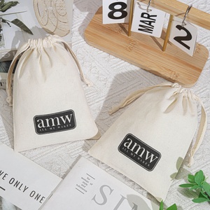 Organic Promotion Natural Muslin Drawstring Gift Packaging Candle Pouch Custom <b>Printed</b> Logo Shoe Hat Storage Cotton Dust Bags - Product Image 1
