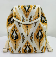 Sac à dos portable en polyester tricoté grande capacité, double usage, avec fermeture à rabat, style ethnique Xinjiang, unisexe, pour les voyages en extérieur