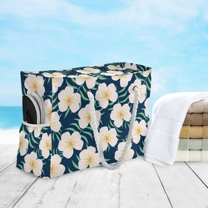 กระเป๋าถือ Aloha Hotsale Fashion Hawaii Puakenikeni ทำจากโพลีเอสเตอร์ สะพายไหล่ ใช้ได้ที่ชายหาด ซักล้างได้ สำหรับผู้หญิง - Product Image 5
