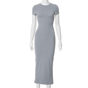 Robe Courte Élégante Slim Fit en Fibre Modale Couleur Unie Printemps/Été 2024 Style Vintage Américain et Européen pour Femme - Product Image 4