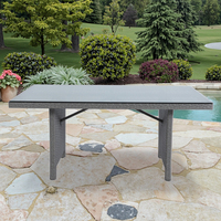 Table de repas d'extérieur Joyeleisure moderne en aluminium léger avec plateau en rotin et verre, demi-haute, pour utilisation en parc