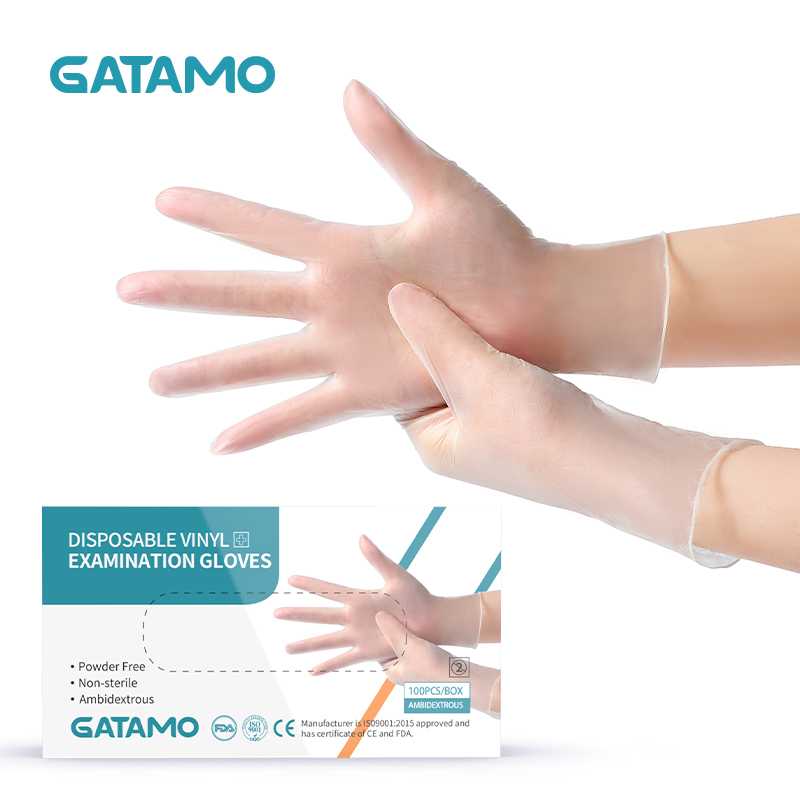 GV3 дешевые одноразовые пластиковые перчатки без порошка, виниловые перчатки из ПВХ