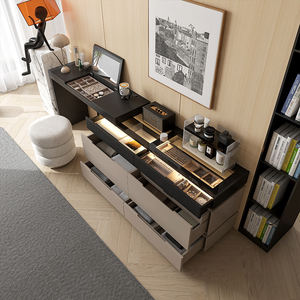 Italian Minimalist Dressing <b>Table</b> Extendable Flip <b>Top</b> <b>Mirror</b> Bedroom Vanity Storage Cabinet Adult Use - Product Image 4