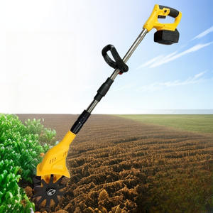Micro-motoculteur sans fil à batterie lithium, décompacteur de sol portatif, retourneur de terre agricole, motoculteur rotatif jaune et noir - Product Image 1