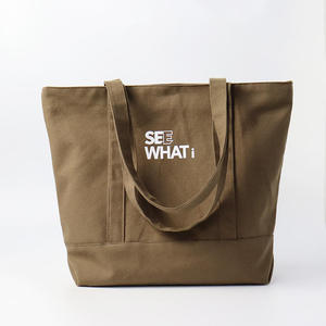 Custom Logo Size Printed Foldable Reusable Canvas Shopping <b>Tote</b> <b>Bag</b> Oversized Cloth Cotton <b>Tote</b> <b>Bags</b> With Zipper Internal Pocket - Product Image 3