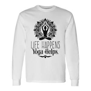 Camiseta de manga larga con diseño motivacional: La vida sucede, el yoga ayuda - Product Image 1