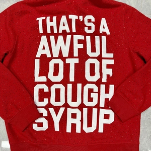 Felpa con Cappuccio da Uomo <span class=keywords><strong>di</strong></span> Alta Qualità in Cotone Pesante 100% con Strass, Stile Streetwear, con Scritta 'THAT'S AWFUL LOT of COUGH SYRUP' - Product Image 4