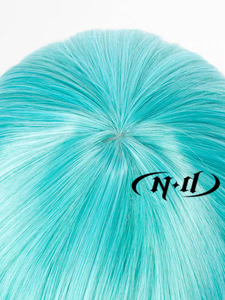 วิกผมคอสเพลย์ <span class=keywords><strong>Miku</strong></span> สำหรับงานปาร์ตี้ชุดอะนิเมะหางยาวตรงหางคู่หมวกไฟเบอร์สังเคราะห์ปรับได้สีฟ้า - Product Image 5