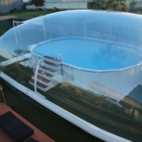 Couverture de piscine gonflable transparente sur mesure à prix réduit, grande dôme transparente avec support de tuyau