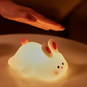 EGOGO Rechargeable Led Soft Touch Nursery Lamp Rabbit Silicone Bunny Night Light For Kids Light Up Silicone Animal Night Light