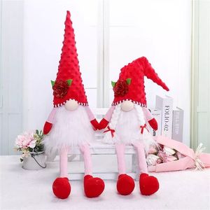 <b>Sweet</b> Couple Gnome Plush Doll 2pcs Holding Cupid Arrow <b>Heart</b> for Valentine Day Present - Product Image 1
