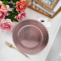 Assiettes de présentation en plastique motif végétal or rose pour desserts, personnalisables, faites à la main, pour mariages et fêtes